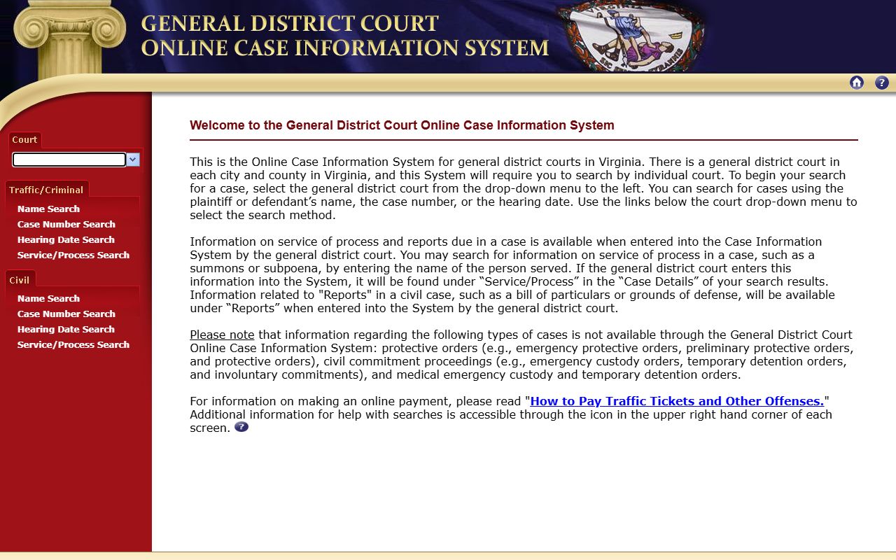 Powhatan County court records after jail arrest search in the General District Court case system